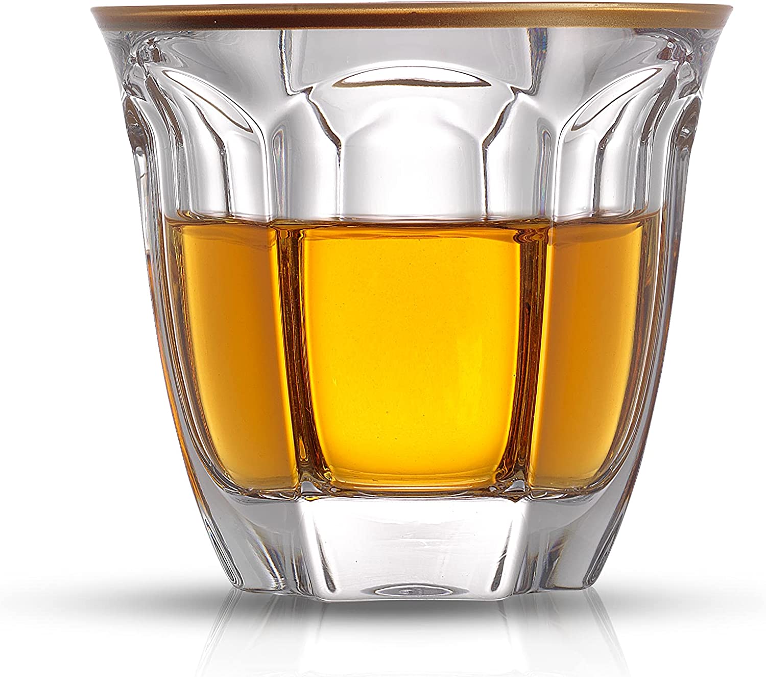 7.4 Oz Gold Rim Double Old Fashioned Glass Whiskey Crystal Bar Glasses Tumbler Cocktail Glasses