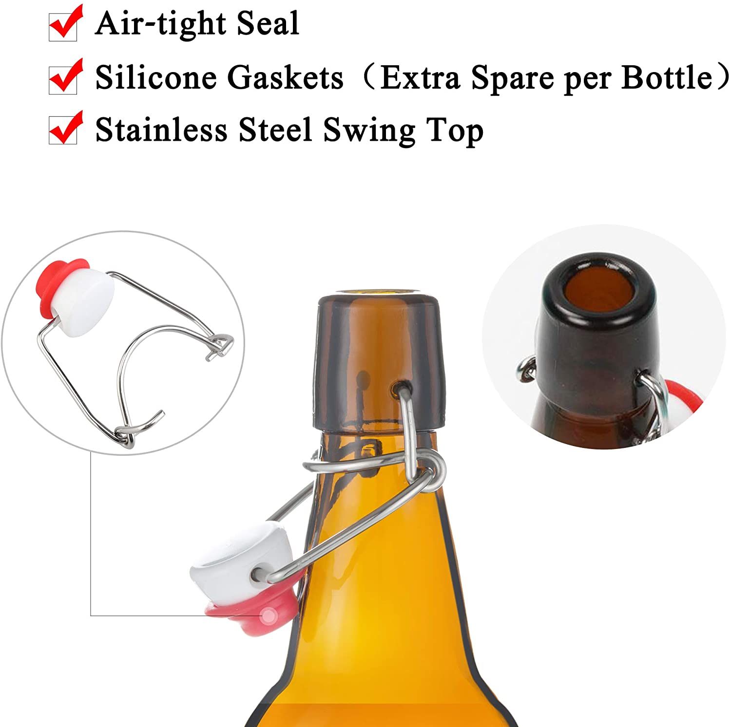 500ml Amber beer glass bottle with Swing lid amber beer bottle for beer factory 375ml