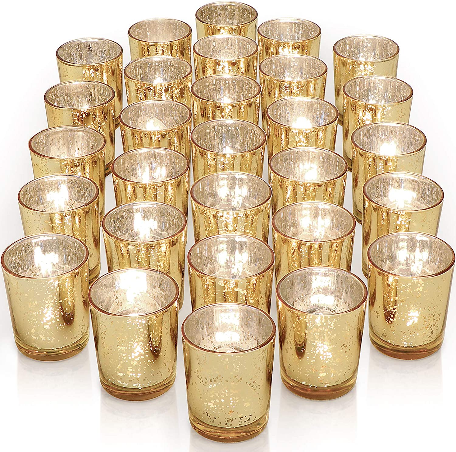 Gold Votive Candle Holders Ideal for Wedding Centerpieces, Party Supplies, Valentine's Day Table Decor