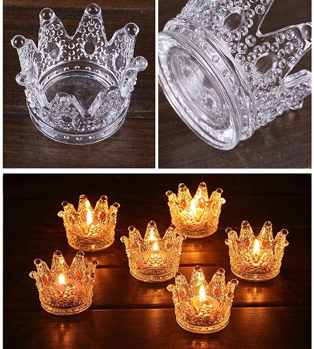 amazon hot sale Crown Glass Tealight Candle Holder for Wedding Party and Home Decor (Gold Tips)