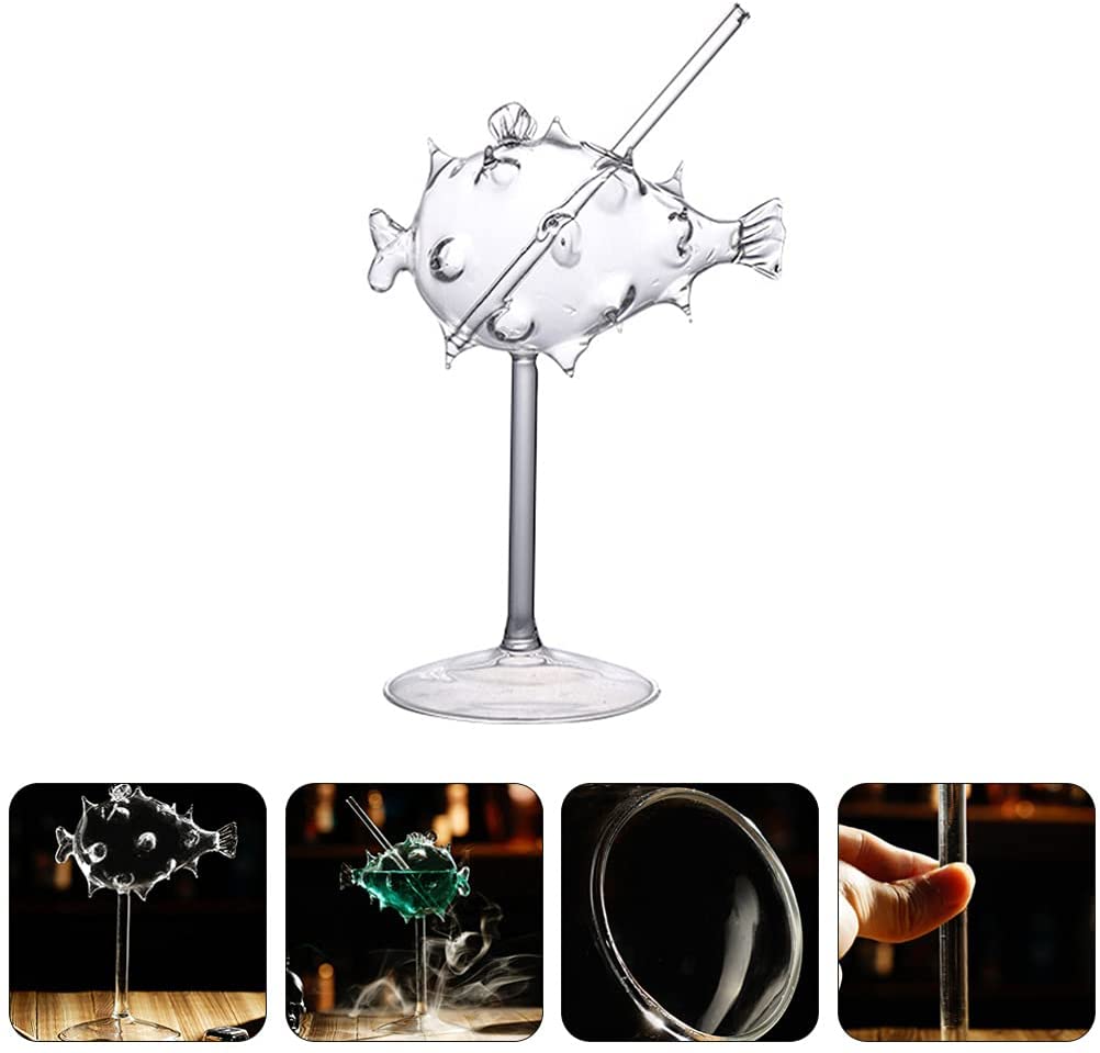 240ml Puffer Fish Wine Glass Cocktail Glass Bar Martini Glasses for Home Wedding Party Bar Clear