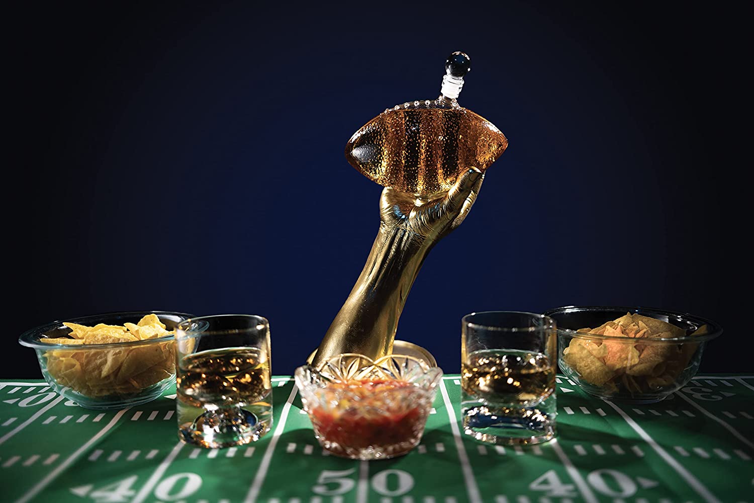 Football Decanter with 2 Football Whiskey & Wine Glasses - Perfect For Superbowl, Father's day Gift, Gift for Husband