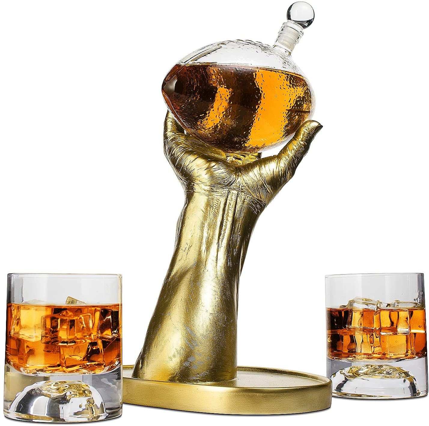 Football Decanter with 2 Football Whiskey & Wine Glasses - Perfect For Superbowl, Father's day Gift, Gift for Husband