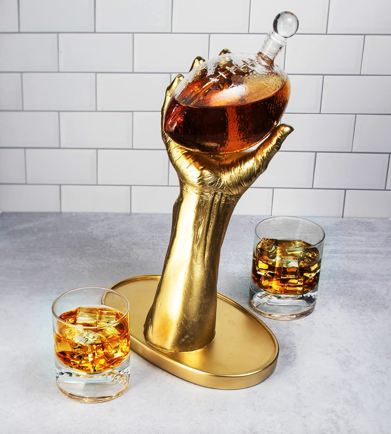 Football Decanter with 2 Football Whiskey & Wine Glasses - Perfect For Superbowl, Father's day Gift, Gift for Husband