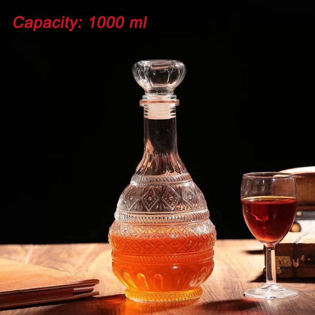 Liquor Decanter, Glass Spirits Decanter with Airtight Stopper, Whiskey Vodka Bourbon Decanter Bottle for Gift