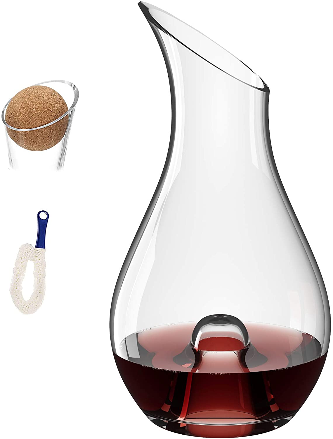 Premium Wine Decanter 100% Lead-Free Hand Blown Crystal Glass 1.3 Liter Red Wine Carafe