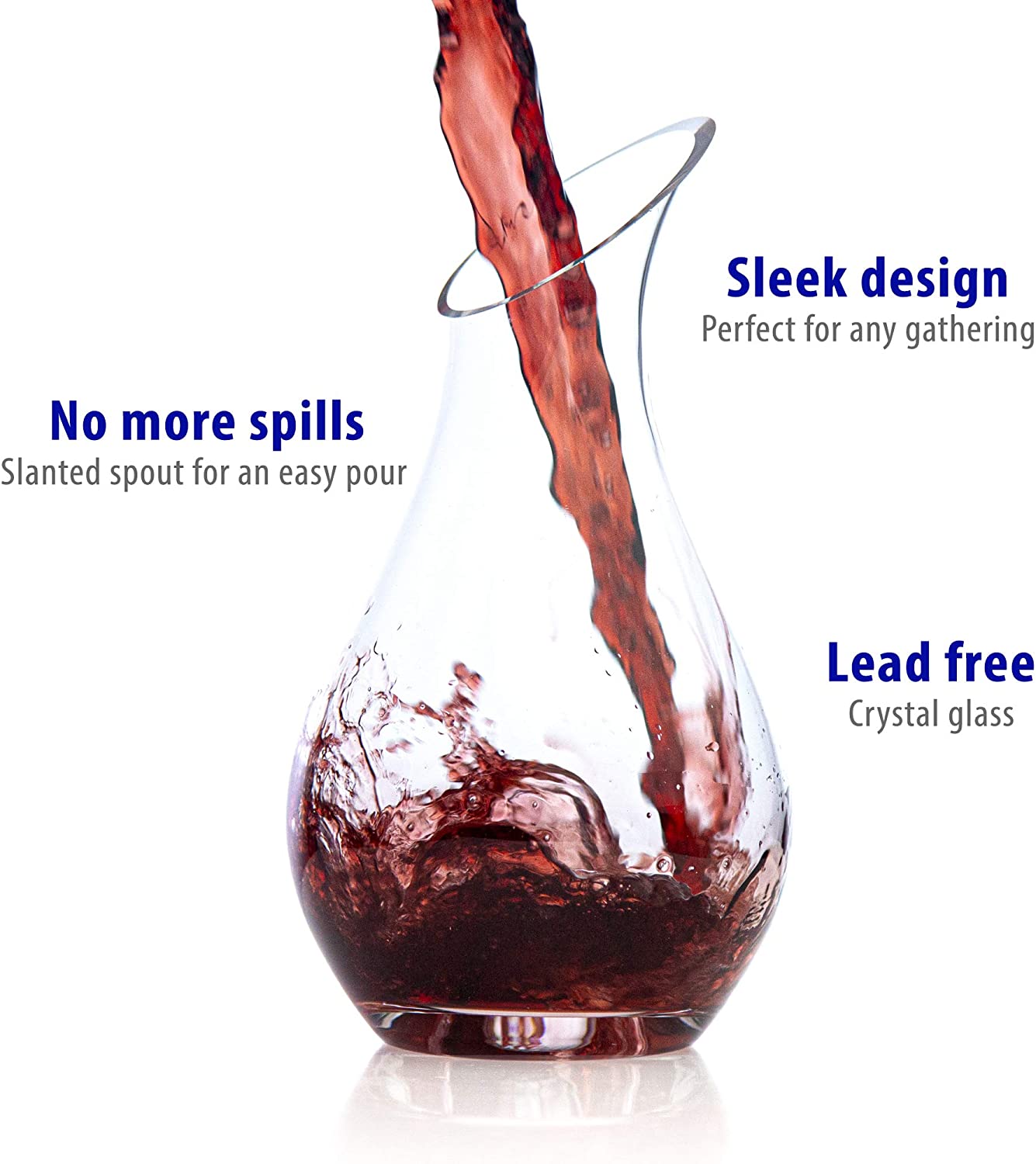 Premium Wine Decanter 100% Lead-Free Hand Blown Crystal Glass 1.3 Liter Red Wine Carafe