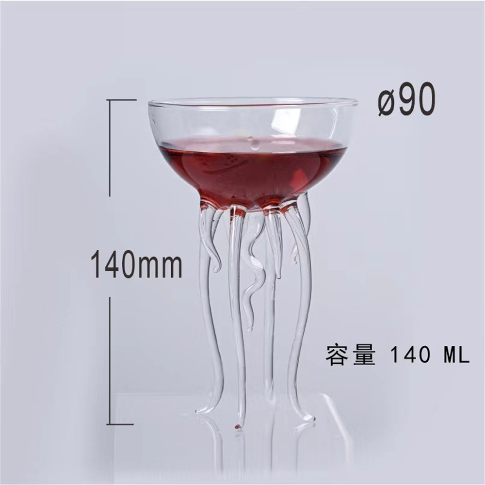 jellyfish tall foot high borosilicate glass wine cup Champagne wine Cup bar glass wine cup