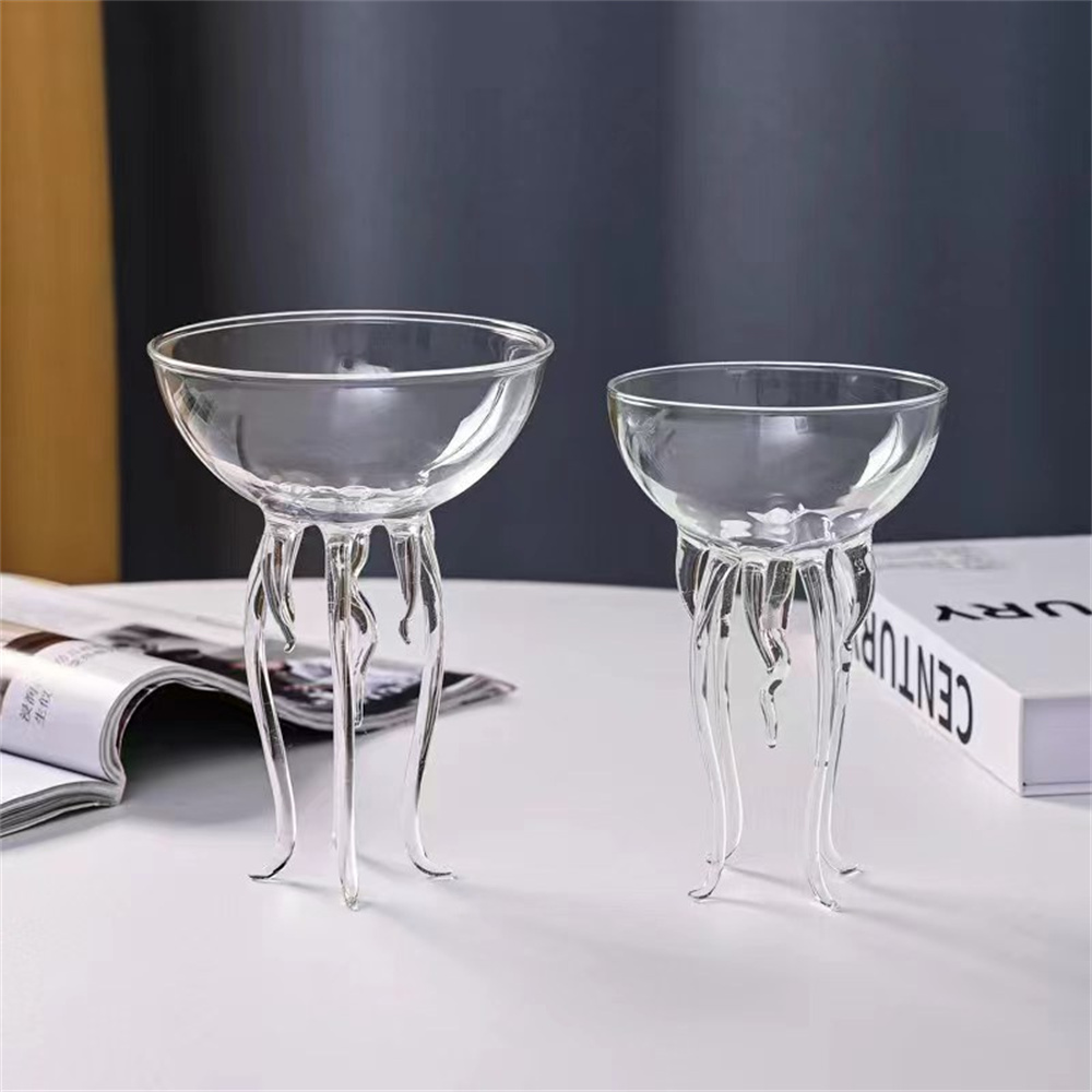 jellyfish tall foot high borosilicate glass wine cup Champagne wine Cup bar glass wine cup