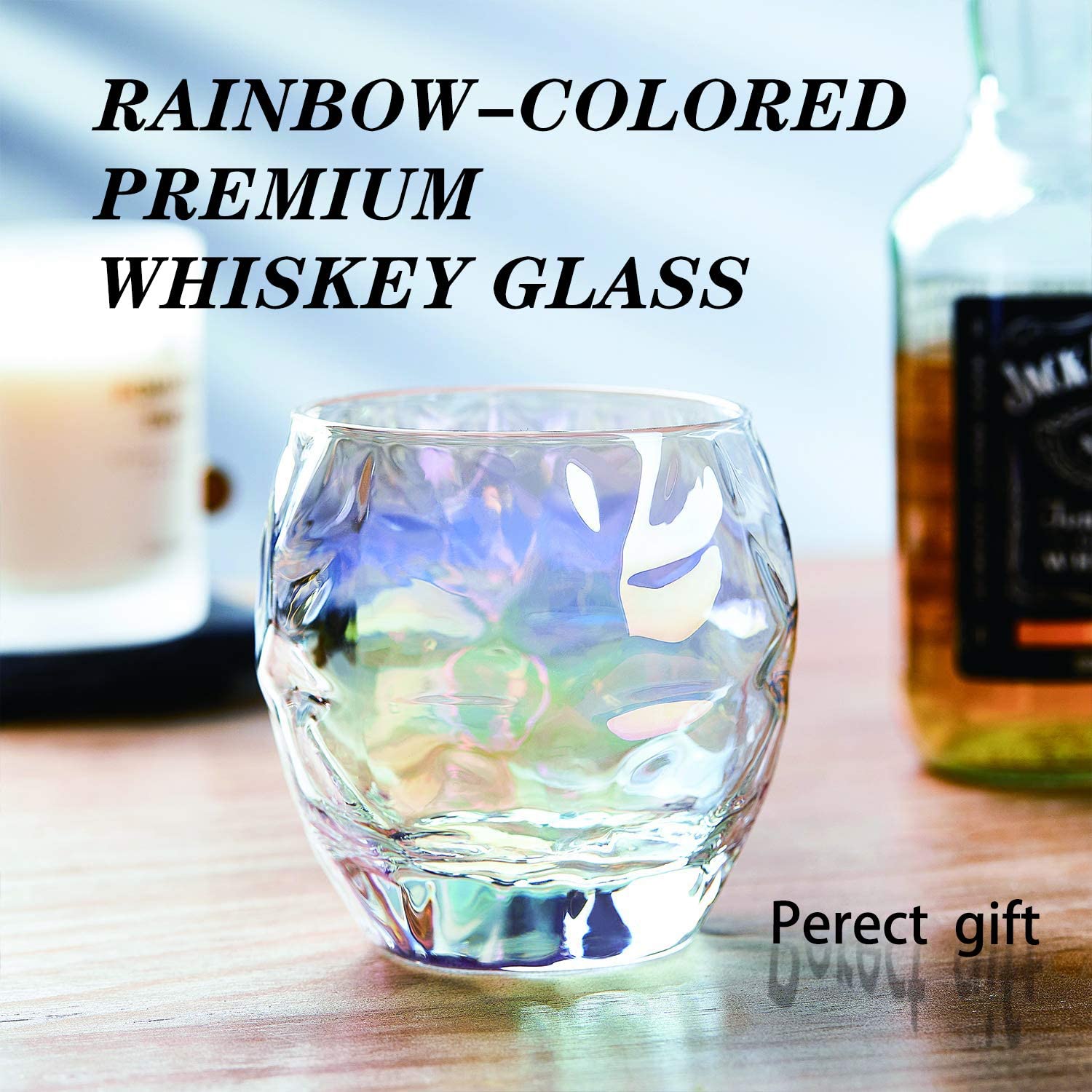 12 oz Rainbow-colored Premium Glasses Bourbon Glasses for Cocktails Rock Style