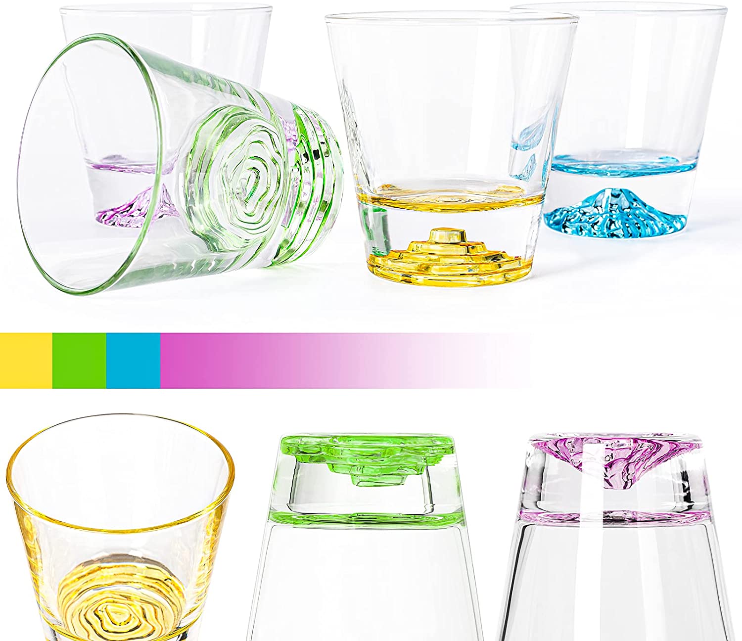 Glassware set for mixed drinks, cocktails, whisky, water Juice Glass with bottom unique design