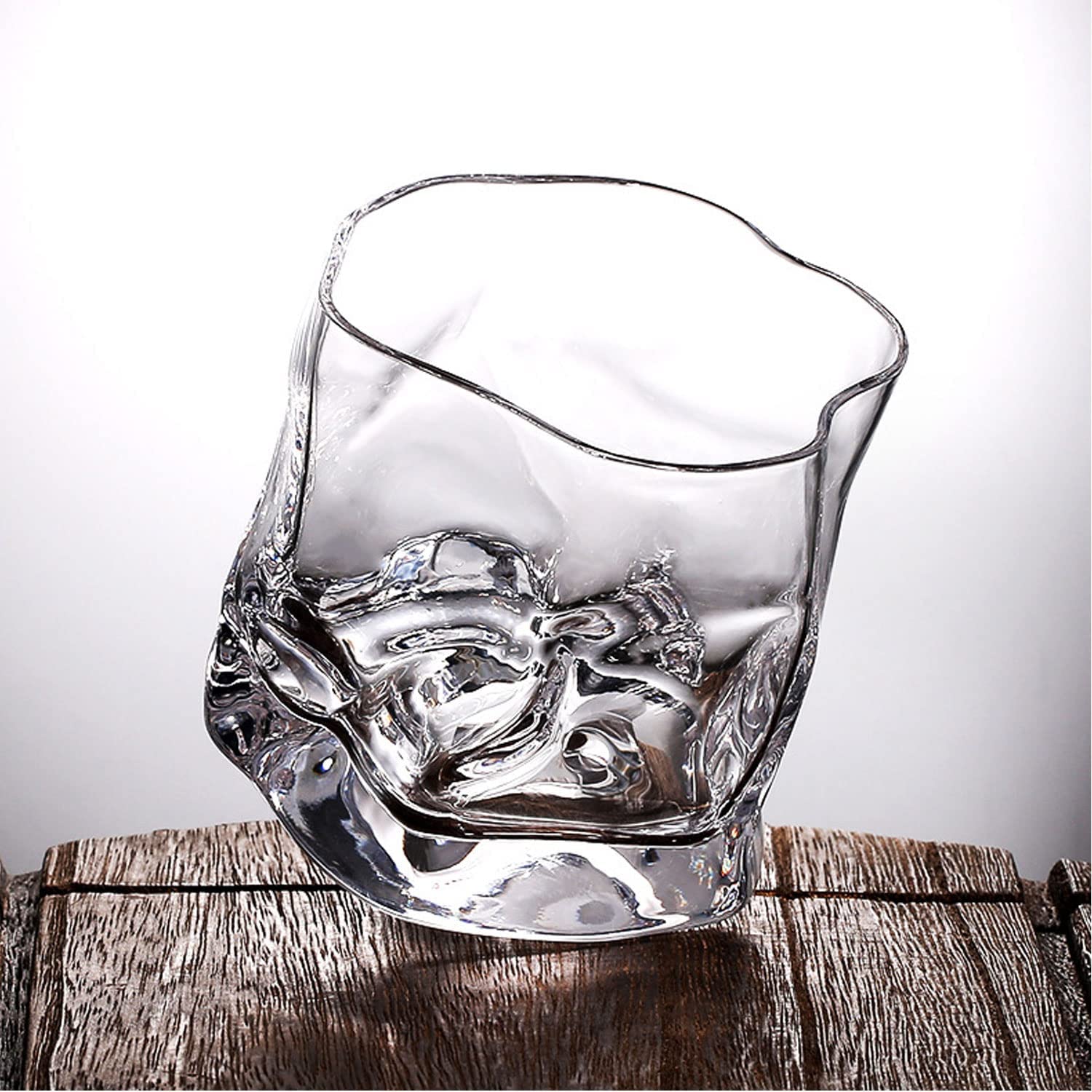 IrreGular Wine Glasses Crystal Whiskey Glasses, Old Fashioned Lowball Bar Tumblers for Drinking