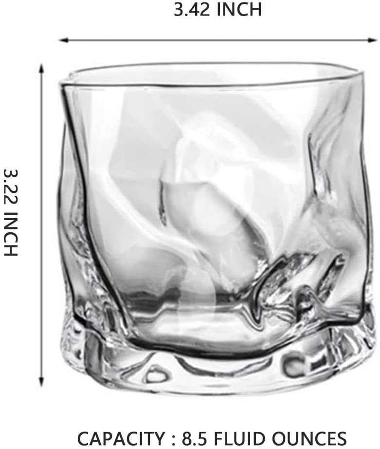 IrreGular Wine Glasses Crystal Whiskey Glasses, Old Fashioned Lowball Bar Tumblers for Drinking