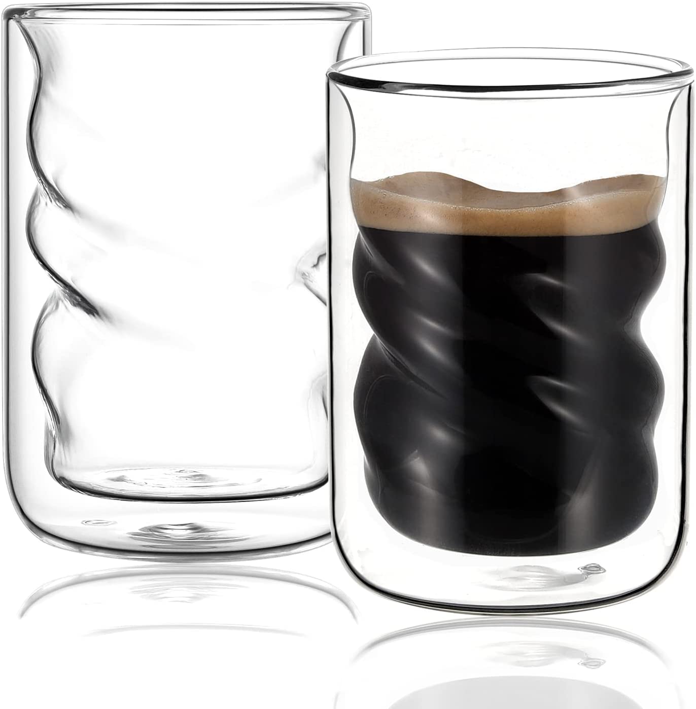 Espresso Glass Cups Double Wall Glass Coffee Mug 8 OZ Insulated Clear Coffee Glass Cup