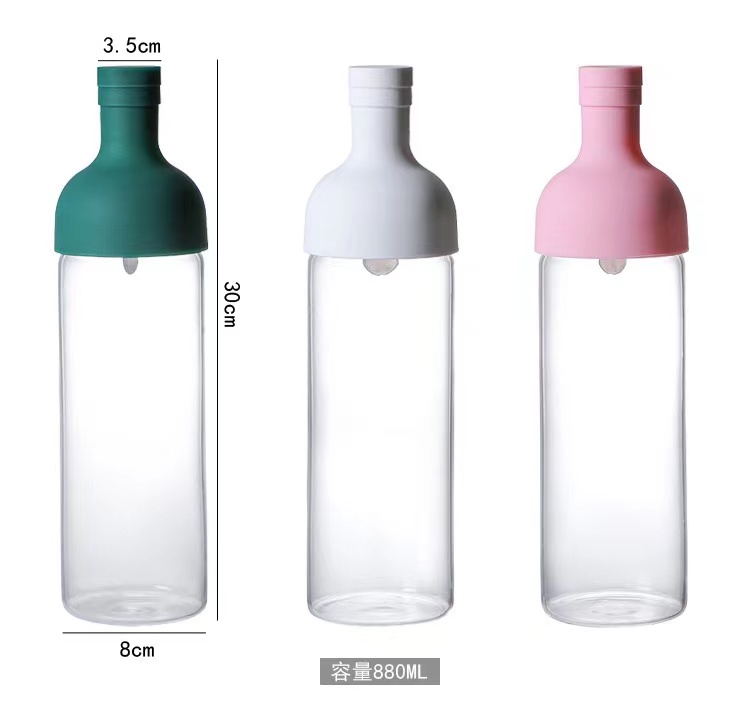 31oz high borosilicate glass water bottle with silicone spout Cold brew coffee bottle 880ml