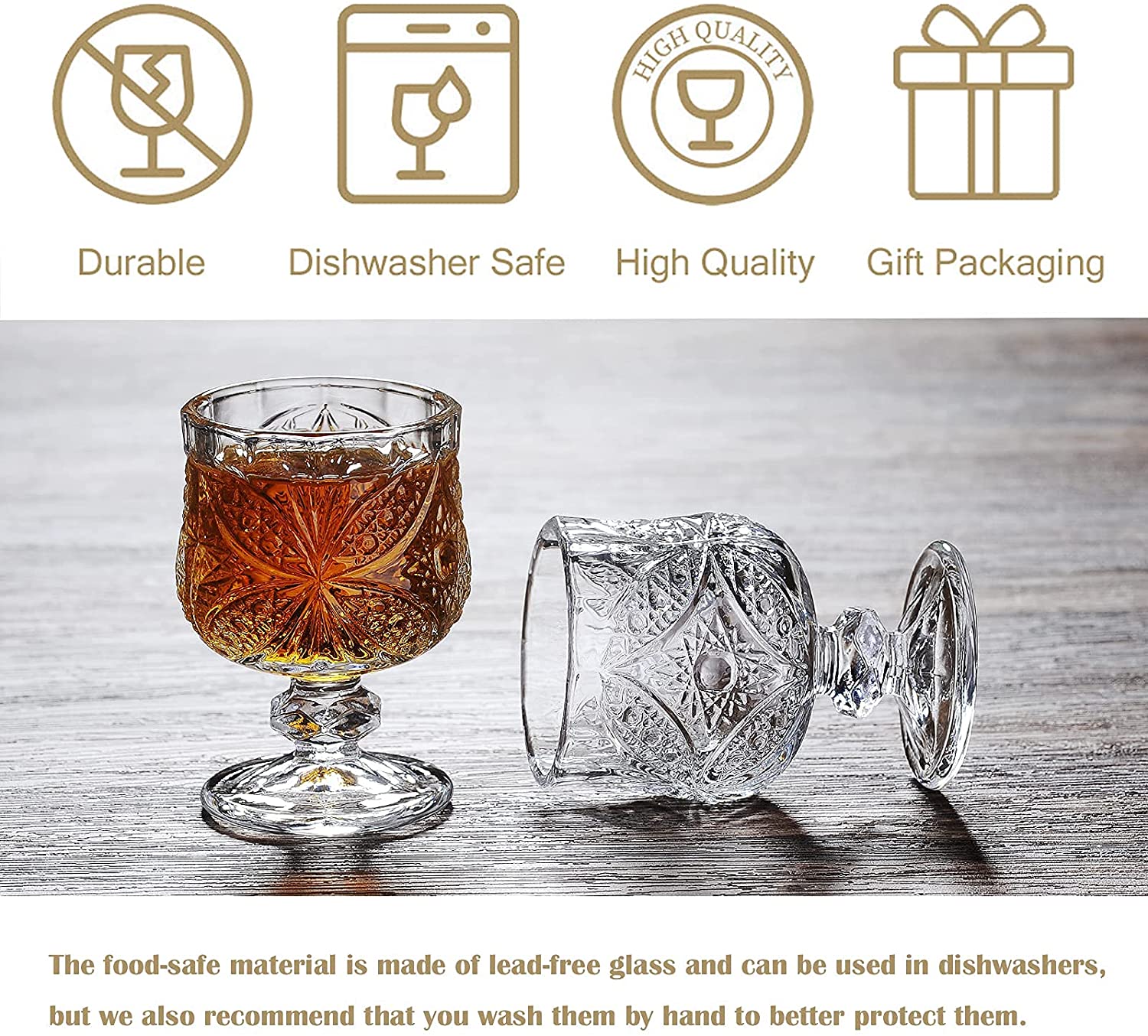 1.75 Ounces Classical Style Shot Glasses Set of 6 Super Cute Wine Glasses for Sherry Cordial