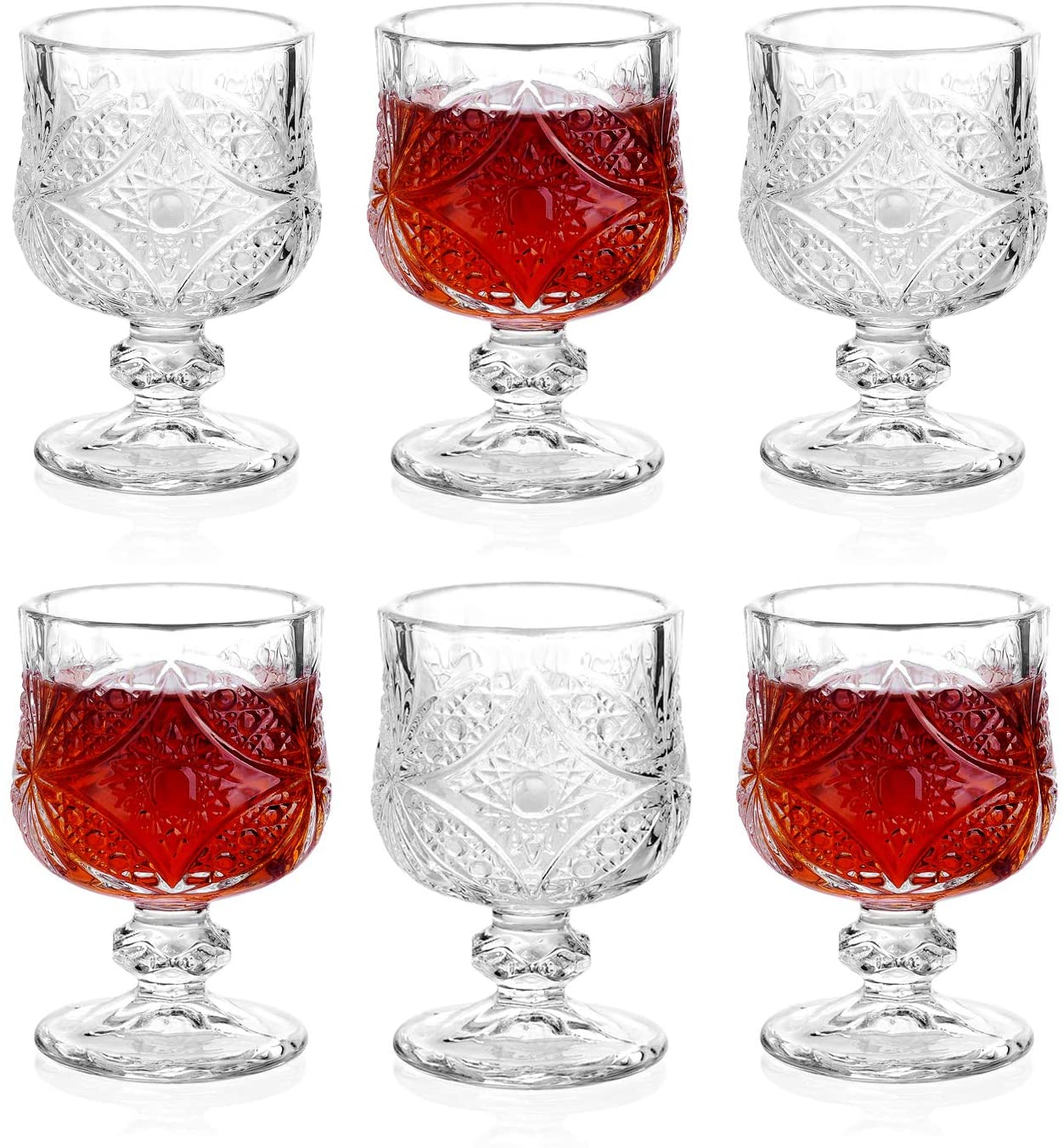 1.75 Ounces Classical Style Shot Glasses Set of 6 Super Cute Wine Glasses for Sherry Cordial