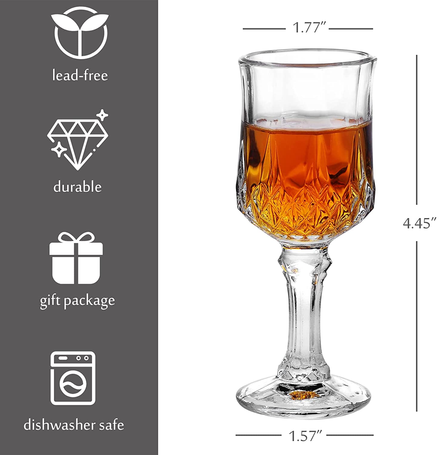 1.75 Ounces High Quality Craved Shot Glasses Creative Design Wine Glasses for Port and Sherry