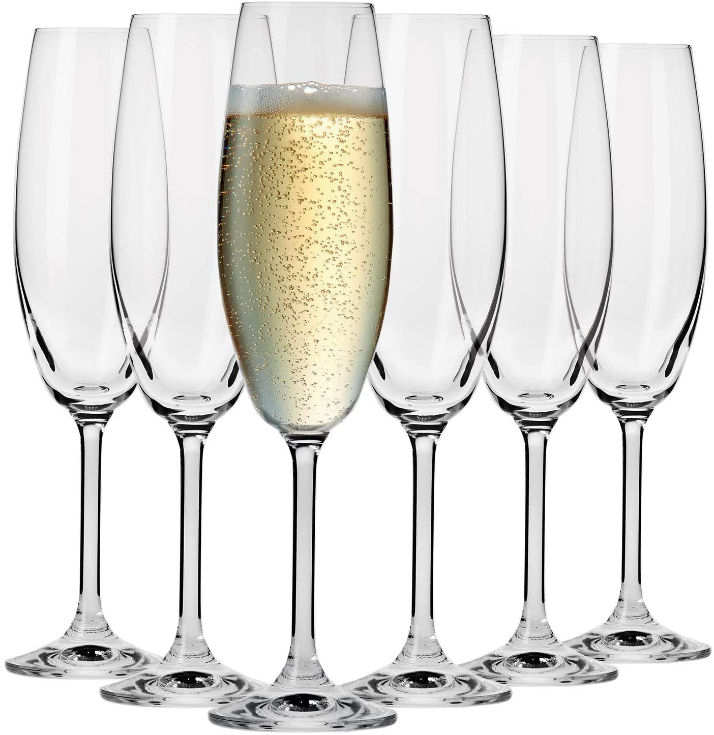 6.8 Ounces Crystal Champagne Flute Glasses Set of 6 Perfect for Home, Restaurants and Parties