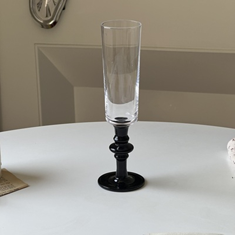 Black Stem Stem Glass Wine Champagne Flutes Suitable for Home Kitchen Bar
