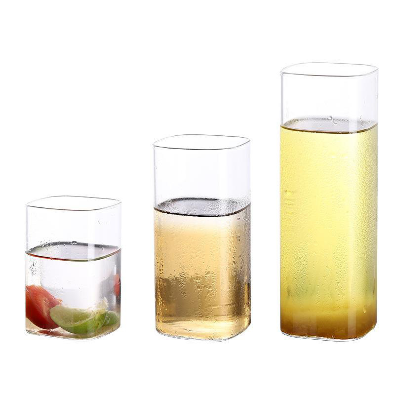 European-style square high borosilicate glass beverage store transparent milk cup coffee cup drink milk tea juice cup