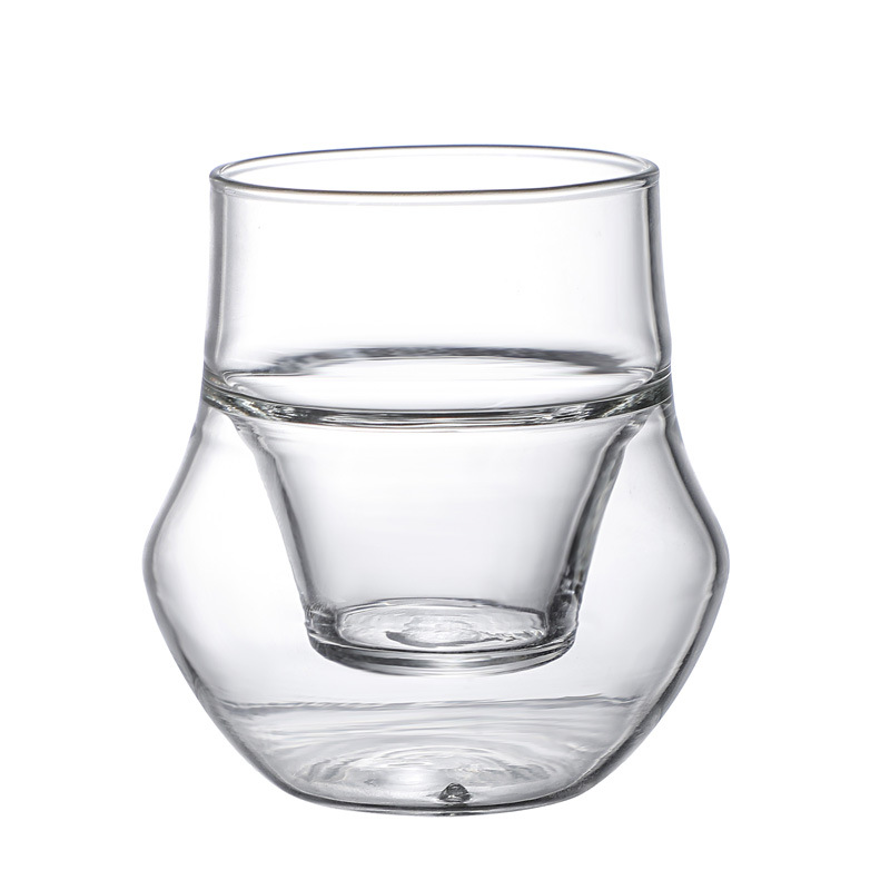 Double-layer glass coffee cup small capacity 100ml tea cup double-layer upper single lower double cup