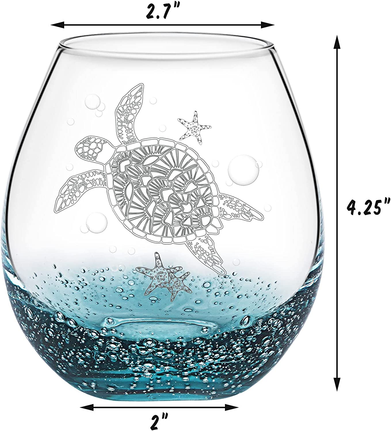 Sea Turtle Stemless Wine Glass for Women, Christmas Gifts for Turtle Lovers, Ocean Birthday Gifts for Beach Party Man Friends
