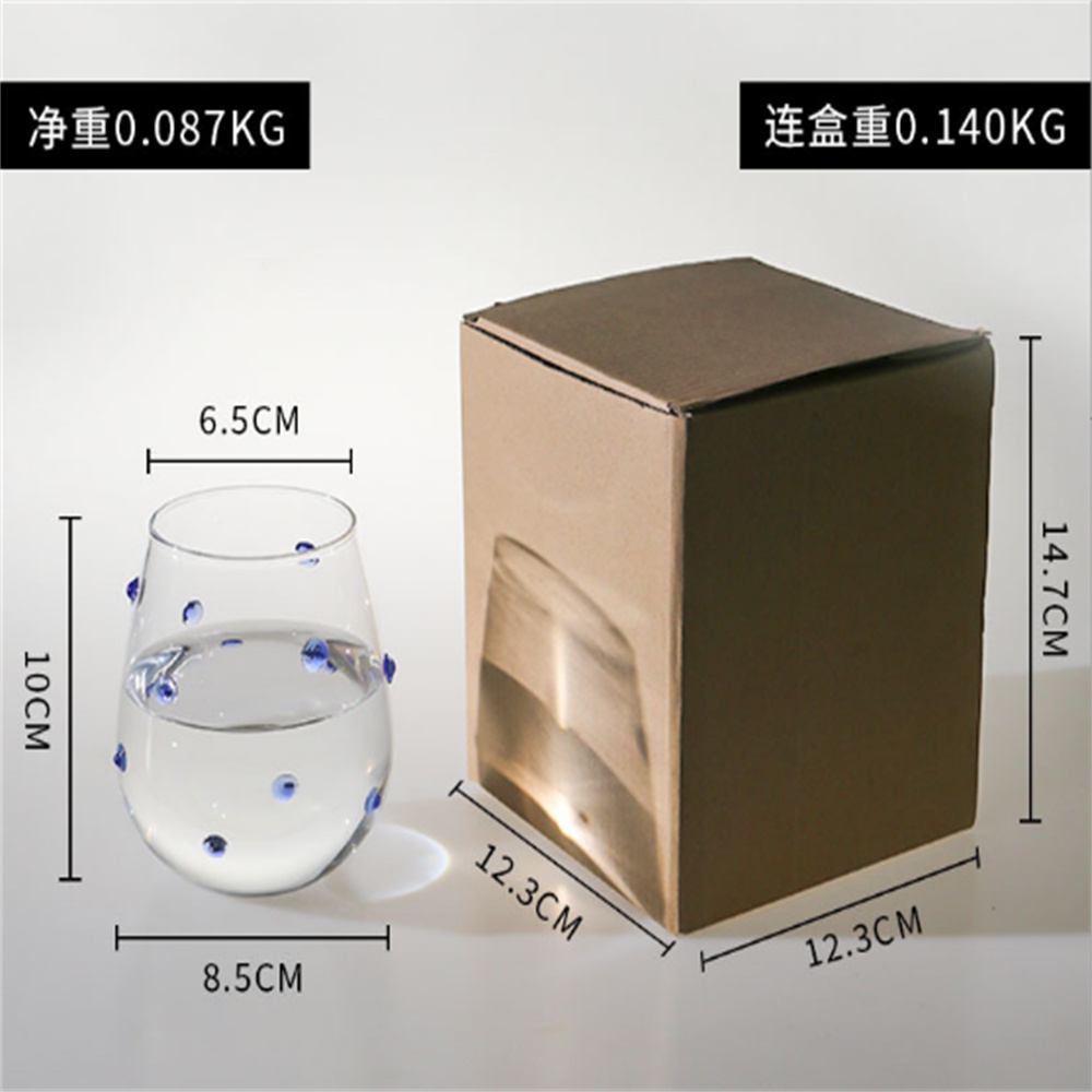 Creative Blue Irregular Dot Water Glass Cup Wave Dot Milk juice Cup stemless wine glass