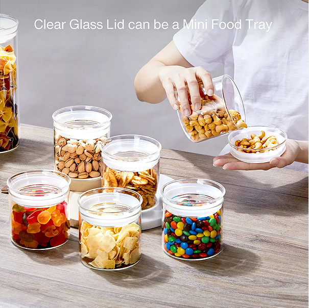 17oz Airtight Glass Jar Kitchen Storage Jar with Clear Lid Cylindrical Container with Screw Design Snack