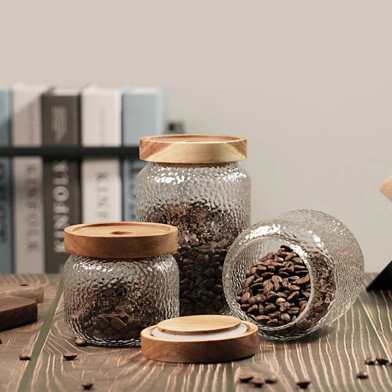 Handmade glass storage jar high borosilicate glass coffee bean sealed jar home kitchen storage bottle