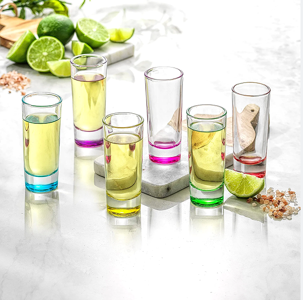 2 oz Colorful Shot Glasses Set of 6 whiskey glass set Shot Glasses