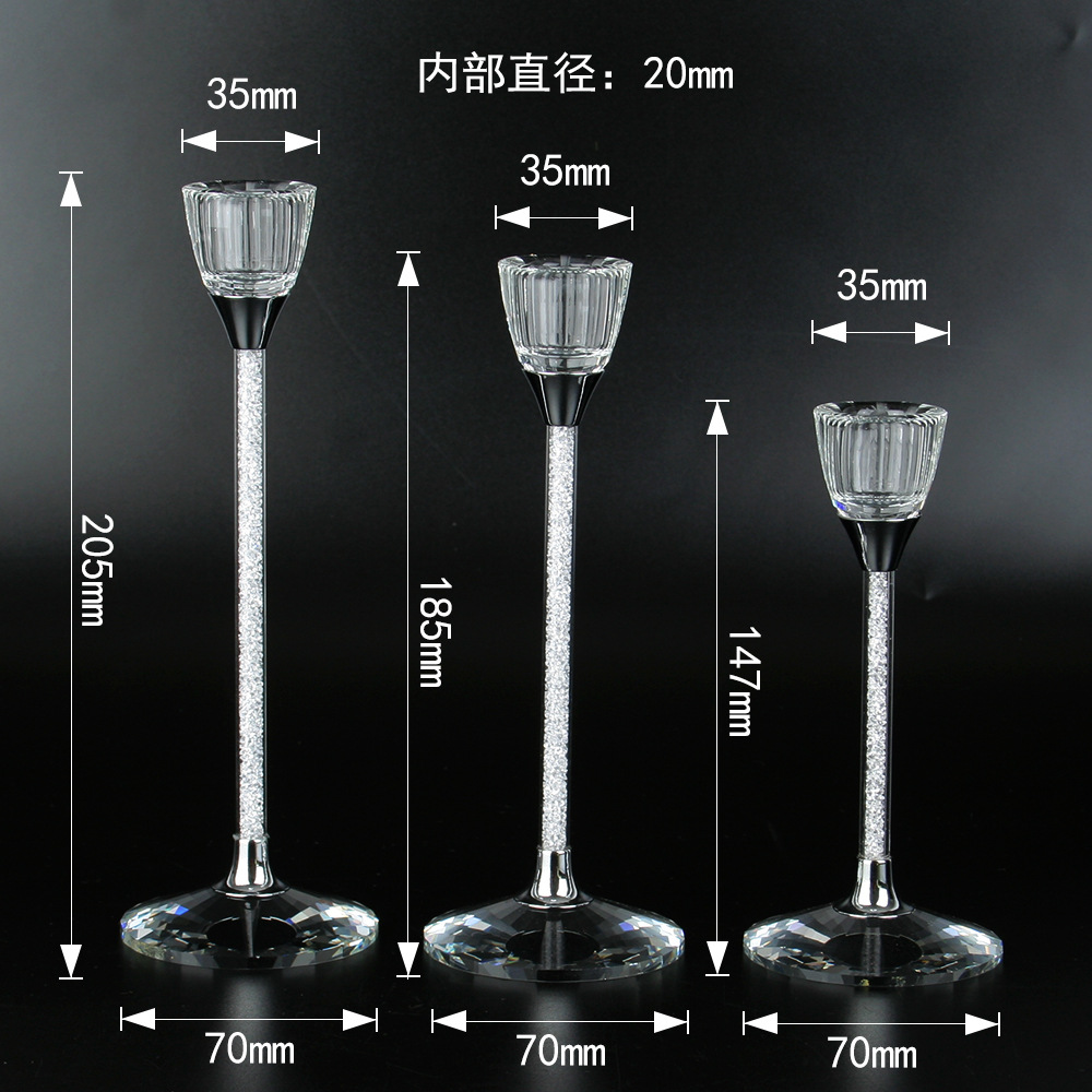 Wholesale high-end crystal ornaments European style tall transparent candle holders