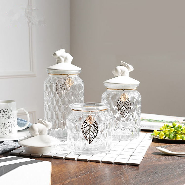 Home kitchen used glass jar containers glass storage jar glass jar with ceramic lid