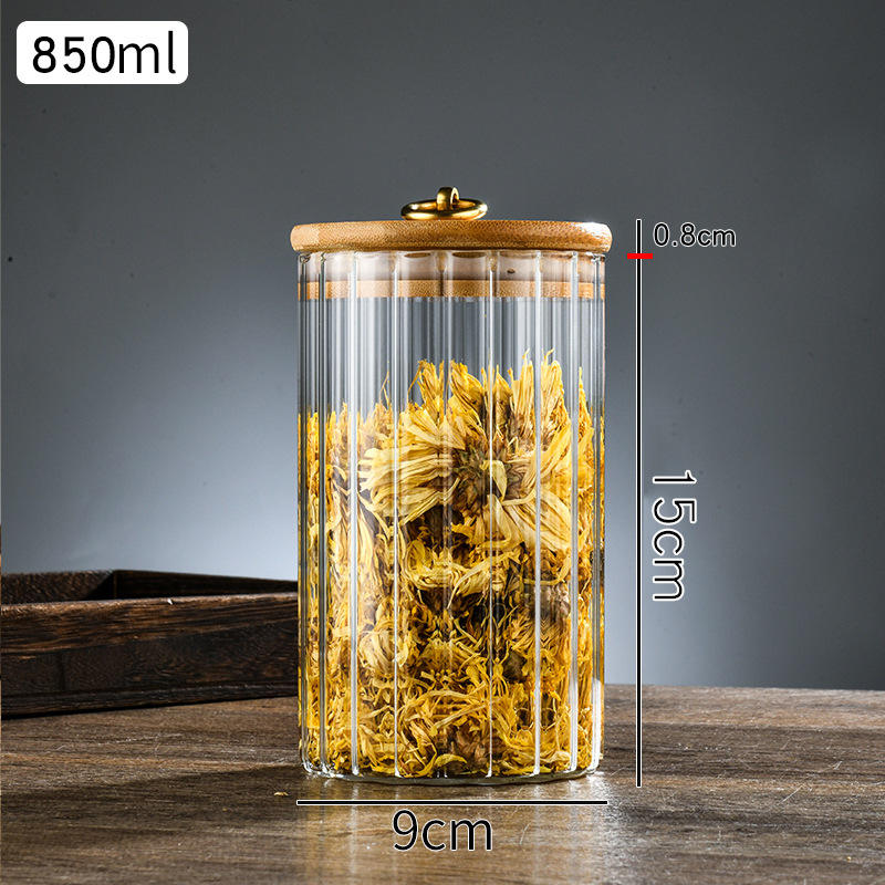 Bamboo Lid Spice Jars Airtight Glass Kitchen Spice Meal Prep Food Storage Containers with Lids