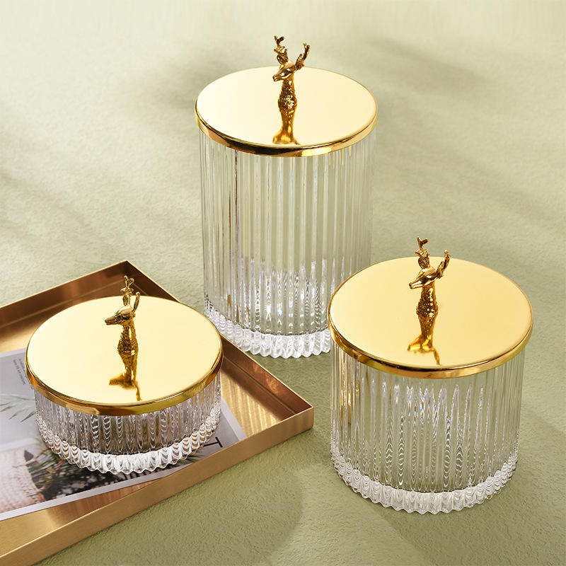 Glass Jar Golden Cookie Spice Mason Kitchen Food Storage Candy Jars Glass Jars with Lids