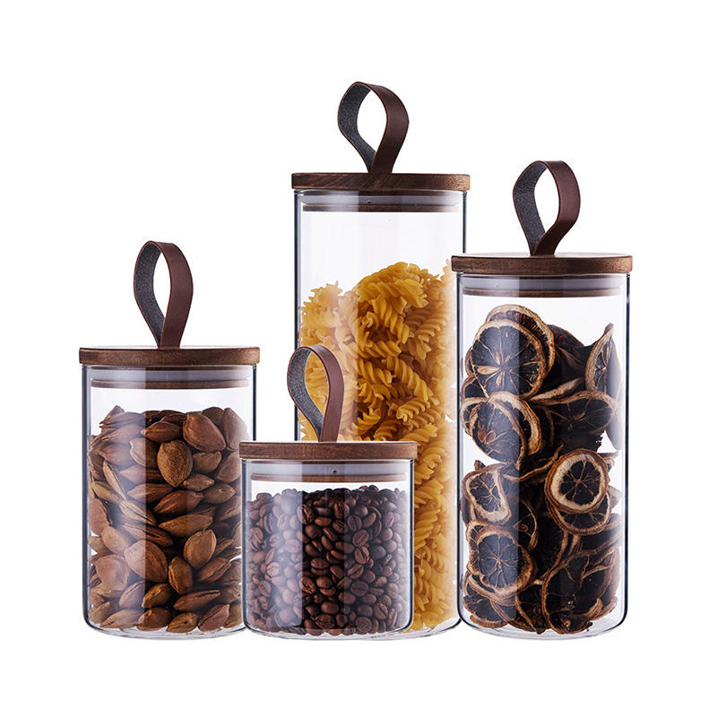 Wholesale Kitchen glass storage container canister set cookie glass storage jars with airtight lids