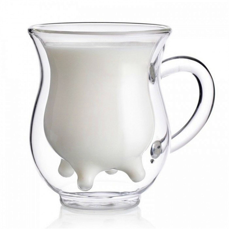 Glass double-layer milk cup heat-resistant high borosilicate milk shape creative home breakfast cup