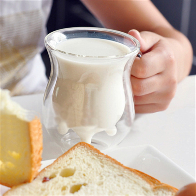 Glass double-layer milk cup heat-resistant high borosilicate milk shape creative home breakfast cup