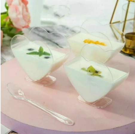 80ml Disposable Heart Shaped Cup Birthday Party Decoration Eco Friendly Tableware Drinkware Dessert Mousse Ice Cream Container