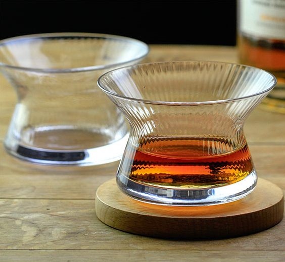 Spinning Whiskey Glasses Collection Crystal Whisky Cup Wood Gift Box Brandy Snifters