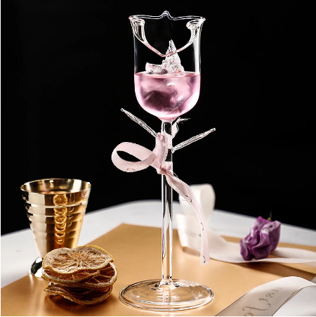 Flower Cocktail Glass Rose Goblet Cocktail Cup For Bar Special Restaurant Glassware Desserts Food Container Mixing Wine Tumbler