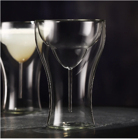 265ml Clear Double Wall Margaret Cup Cocktail Goblet Bar Glassware Wine Tumbler Martini Glass Stemware Bilayer Series Coffee Mug