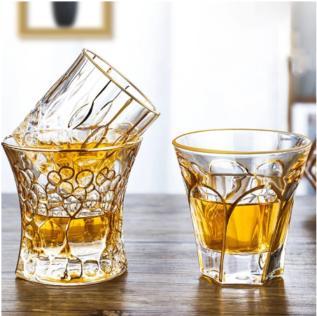 European Luxury Hand-drawn Glass Wine Glass Spirit Cup Whisky Brandy Foreign Wine Glass Kitchen Restaurant Drinking Utensils