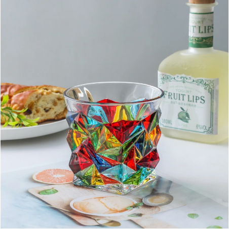 Glass Water Cup Italian Hand-painted Crystal Glass Light Luxury Color Woven European Style New Enamel Whisky Glass Drinkware