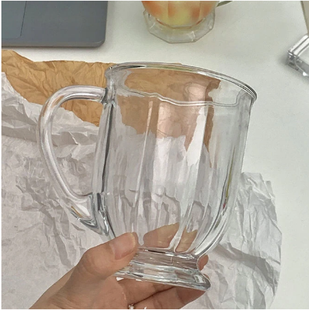 Glass Mug Large Capacity Wide Mouth Cup Ins Korean Transparent Glass Milk Cup Coffee Cup with Handle