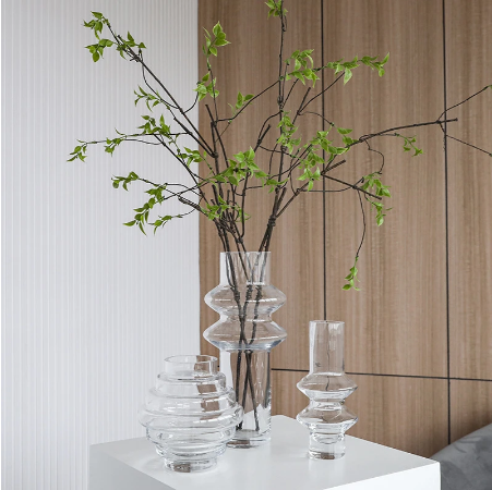 Light Luxury Nordic Glass Stripe Vase Modern Bedroom Living Room Flower Arrangement Decoration Indoor Dry Flower Decoration