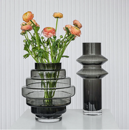 Light Luxury Nordic Glass Stripe Vase Modern Bedroom Living Room Flower Arrangement Decoration Indoor Dry Flower Decoration