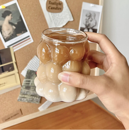 Grape Shaped Transparent Glass with Handle Breakfast Latte Coffee Cup Bubble Glass Mug