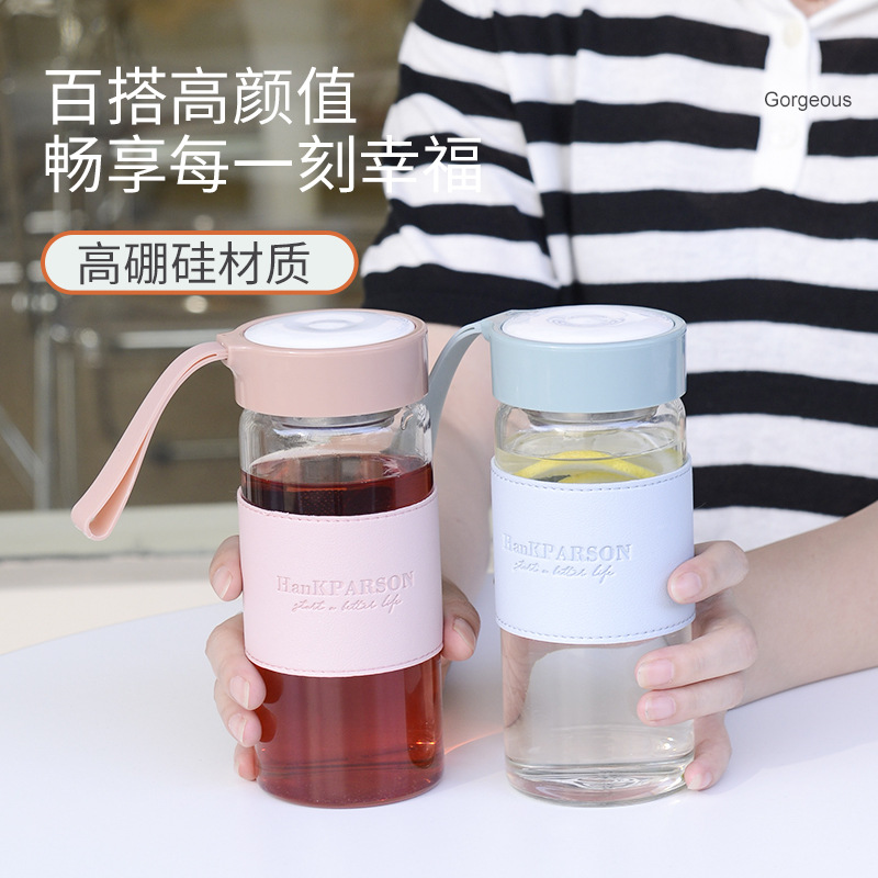 Hot sale high temperature resistant glass portable portable water bottle for outdoor carrying