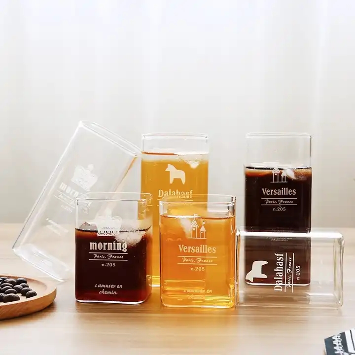 Transparent large-capacity high borosilicate glass square whiskey cup home breakfast milk coffee cup heat-resistant glass